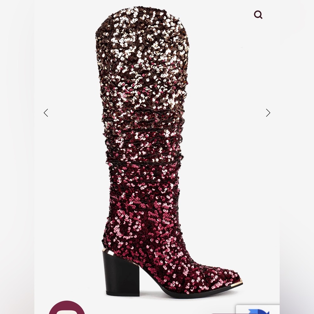 Sequin Cowboy Boots - Hombre gold and burgundy